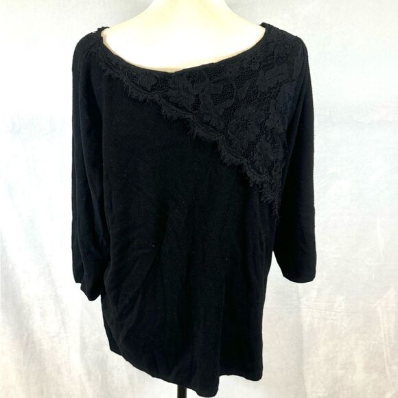 Lane Bryant black lace detail knit sweater top size 18/20 - Picture 3 of 5